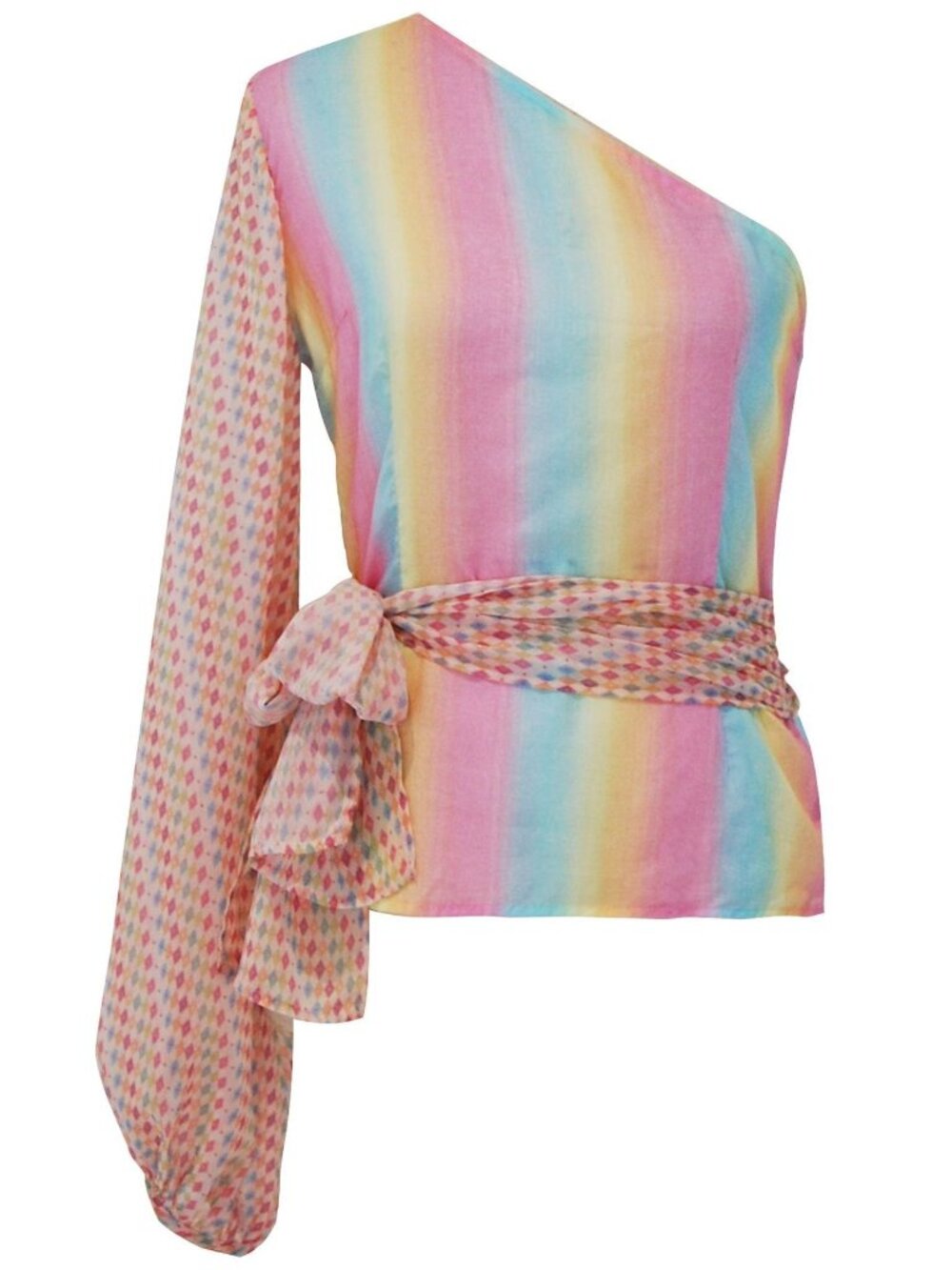 All Things Mochi NWT Bana One Shoulder Top in Rainbow size Medium